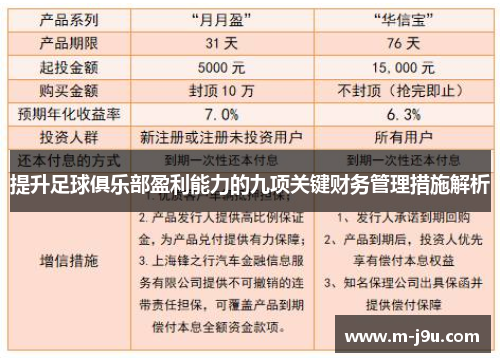 提升足球俱乐部盈利能力的九项关键财务管理措施解析