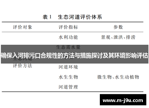 确保入河排污口合规性的方法与措施探讨及其环境影响评估